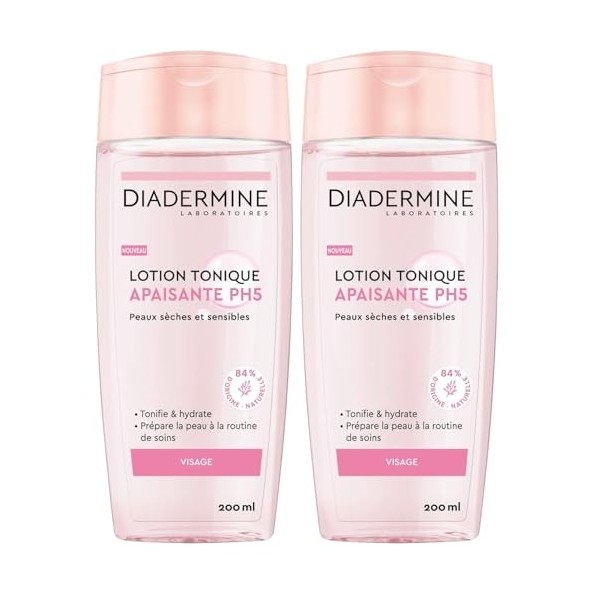 Diadermine - Lotion tonique Apaisante - 200 ml Lot de 2 Lotions Toniques