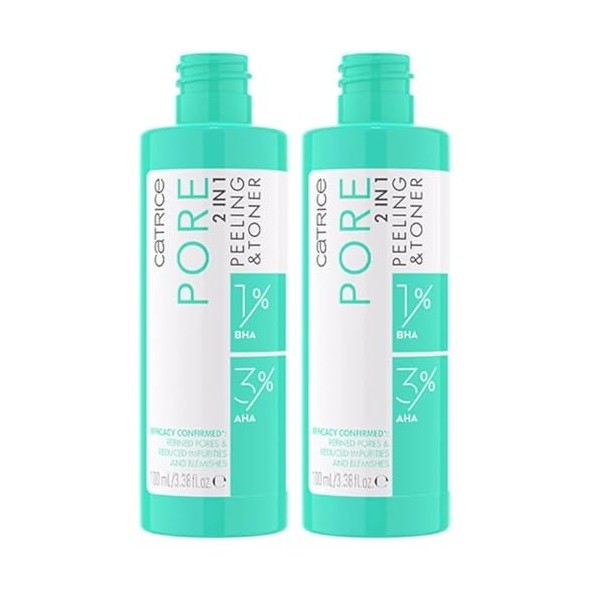 Catrice - Tonique Facial Peeling & Toner Pore 2 en 1 Lot de 2 Lotions Toniques