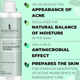 Afrodita Professional Tonique hydratant pour le visage pour peaux grasses et impures - 190 ml - Toner sans alcool avec niacin