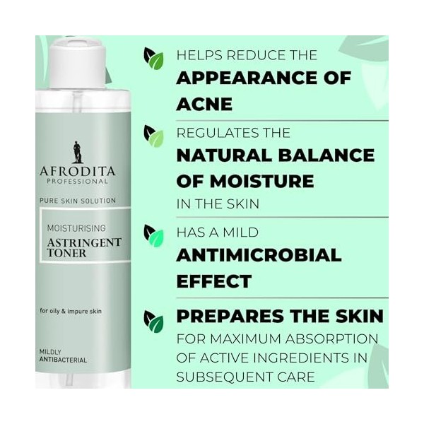 Afrodita Professional Tonique hydratant pour le visage pour peaux grasses et impures - 190 ml - Toner sans alcool avec niacin
