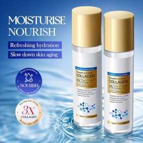 Lotion Tonique Collagène Type 3, Tonifiant Hydratant Visage, Anti-Rides, Raffermissant, Lissant, Améliore Lélasticité Et La 