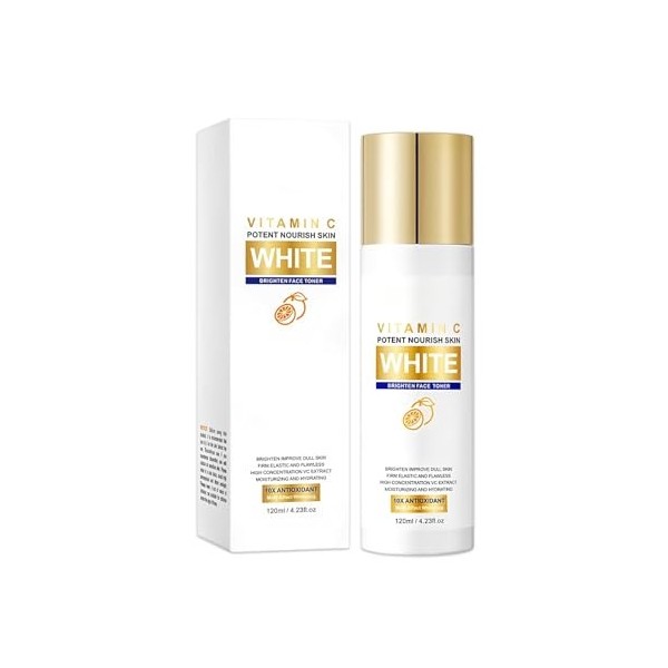 Lotion Tonique Vitamin C Éclaircissante Et Raffermissante, Illumine Le Teint Et Estompe Les Taches Sombres, Revitalise Et Uni