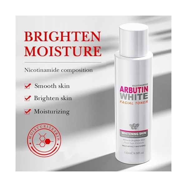 Tonique Visage À La Niacinamide Et À LAlpha-Arbutin Pour Une Peau Éclatante Et Unifiée, Formulé Pour Estomper Les Taches Som