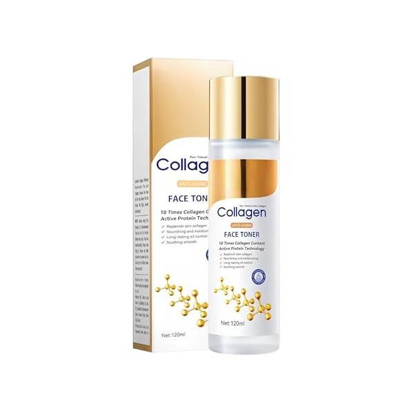 Lotion Tonique Anti-Âge Au Collagène Hydratante, Hydratation Profonde Et Nutrition Intensive, Atténue Visiblement Les Rides E