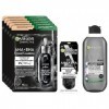 Garnier SkinActive Black Skin Routine Kit de soin du visage avec 5 masques noirs, tonique micellaire et sérum AHA BHA pour un