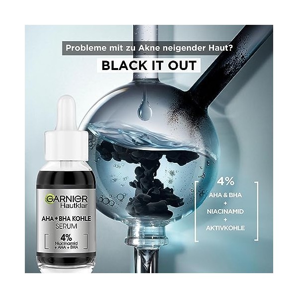 Garnier SkinActive Black Skin Routine Kit de soin du visage avec 5 masques noirs, tonique micellaire et sérum AHA BHA pour un