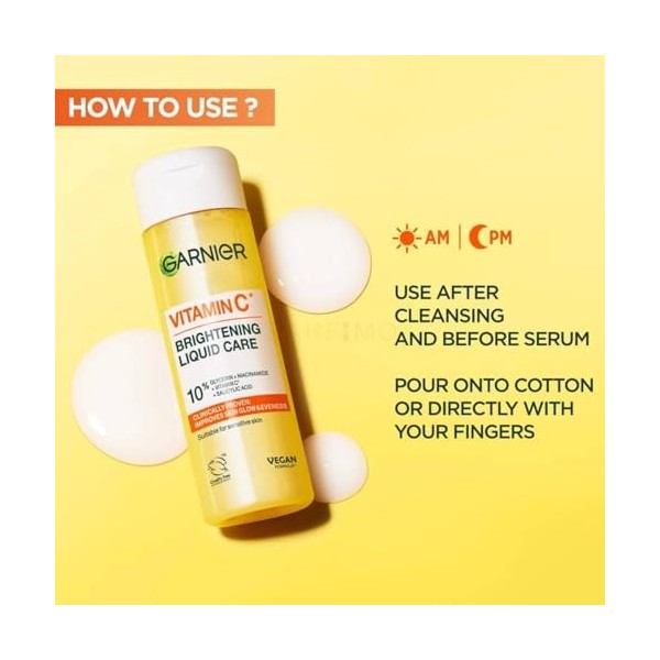 Garnier Vitamine C éclaircissante pour tous les types de peau, hydratation intense et lumineuse, peau rayonnante et uniforme,