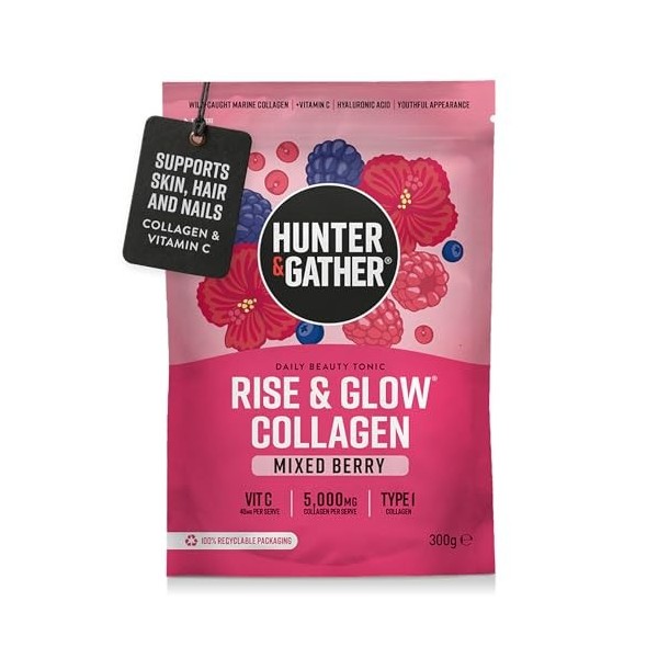 Hunter & Gather Rise & Glow Daily Beauty Tonic Tonic Mélange de baies de collagène marin capturé dans la nature – Ingrédients