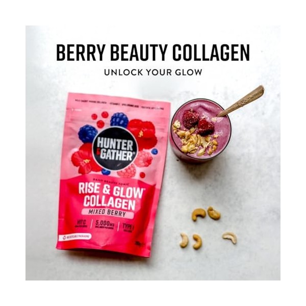 Hunter & Gather Rise & Glow Daily Beauty Tonic Tonic Mélange de baies de collagène marin capturé dans la nature – Ingrédients