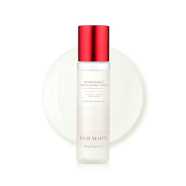 Koji White Exfoliating Toner for Face with 5% PHA BHA Toner, 2% Niacinamide, Kojic Acid & Hyaluronic Acid | Hydrating & Sooth