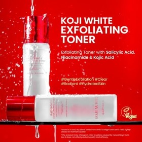 Koji White Exfoliating Toner for Face with 5% PHA BHA Toner, 2% Niacinamide, Kojic Acid & Hyaluronic Acid | Hydrating & Sooth