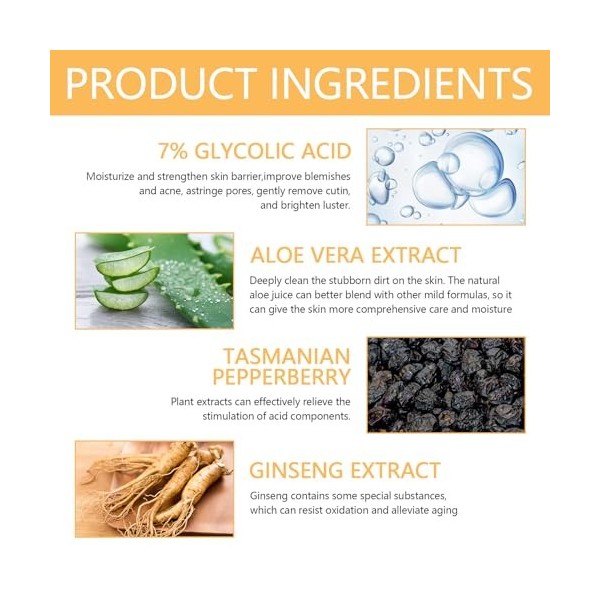 Glycolic Acid 7 % Toning Resurfacing Solution tonifiante 100 ml Toner glycolique, solution pour les imperfections et lacné, 