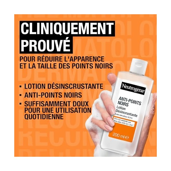 Neutrogena | Lotion Désincrustante Anti-Points Noirs flacon de 200 ml – Lotion pour le visage à lacide salicylique 0,5% Loti...