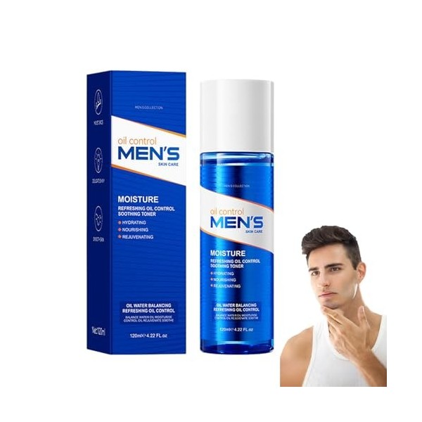 Toner hydratant pour homme - 120 ml - Natural Face Glow - Eau fraîche - Visage raffermissant les pores - Hydratant intensif -