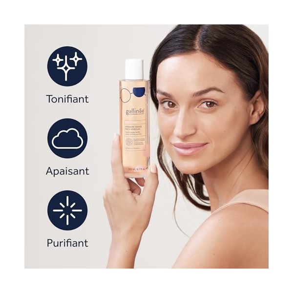 Gallinée - Vinaigre pour le visage - Tonique visage pour pores raffinés - avec vinaigre de cidre de pomme infusé à lhibiscus ...