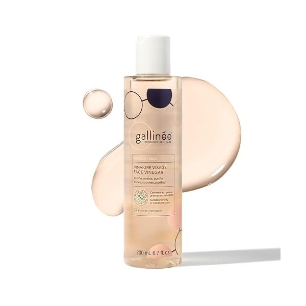 Gallinée - Vinaigre pour le visage - Tonique visage pour pores raffinés - avec vinaigre de cidre de pomme infusé à lhibiscus ...