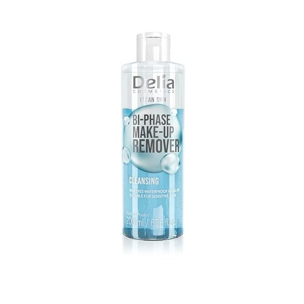 Delia Cosmetics - Clean Skin - Démaquillant biphasé visage et contour des yeux - Pour tous types de peau - Élimine le maquill