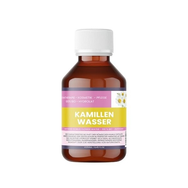 Eau de camomille bio - 100% naturelle - Anthemis nobilis Flower Water - Tonique visage & corps spray - Vegan, sans alcool, sa