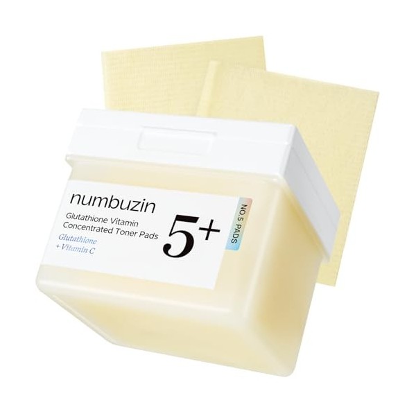 Numbuzin N°5 Toner Pads | Vitamine-Niacinamide Concentrée | Double Face | Glutathion, PHA | Exfoliation, Anti-tache, Teint Lu