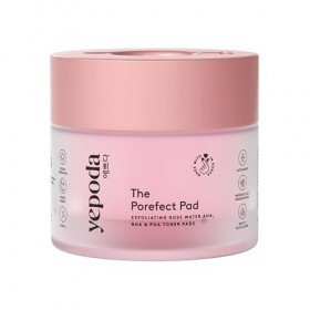 Yepoda The Porefect Pad, tampons toniques exfoliants à l’eau de rose, AHA, BHA & PHA, Exfoliation douce & raffermissant les p