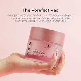Yepoda The Porefect Pad, tampons toniques exfoliants à l’eau de rose, AHA, BHA & PHA, Exfoliation douce & raffermissant les p