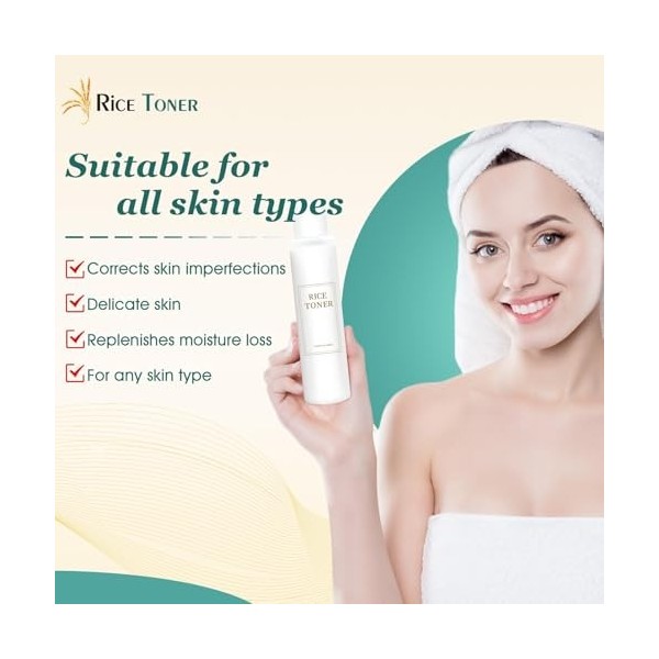 Rice Toner, Toner Visage Korean, Korean Skincare Toner visage, Lotion Tonique Visage Toner Riz, Raffermissant, Hydratant, Non