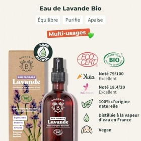 BIONOBLE Hydrolat Lavande Bio - Apaise, Purifie et Régule lAcné - Spray Lavande Bio pour Visage, Corps et Cheveux - Eau Flor ...
