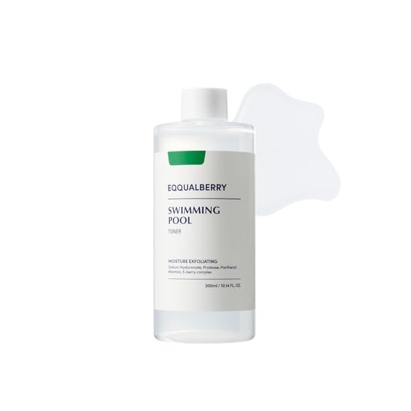 EQQUALBERRY Swimming Pool Toner 300ml – Lotion Tonique Visage Hydratante avec Enzymes Naturelles et Acide Hyaluronique – Exfo