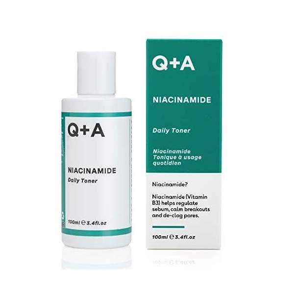 Q+A Niacinamide Daily Toner : Tonique facial avancé pour réduire les éruptions cutanées et nettoyer les pores, pour une peau 