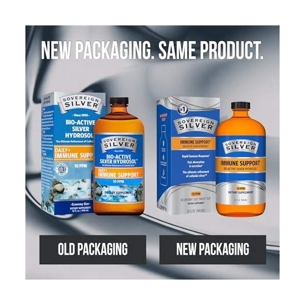 Sovereign Silver - Eau ionique - 99,99 % pure - Seulement 2 ingrédients - Sans composés dargent ajoutés - Facilement absorbé