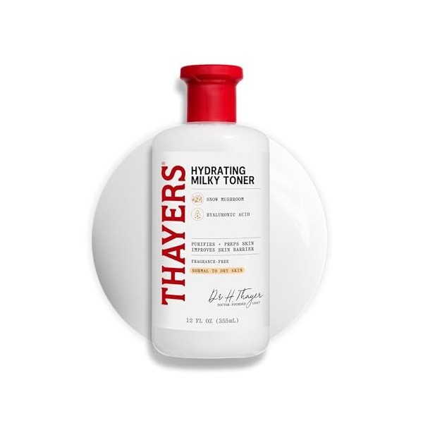 Thayers Lait Tonique Pour le Visage - Acide Hyaluronique & Champignon des Neiges - Testé Sous Contrôle Dermatologique - Pour ...