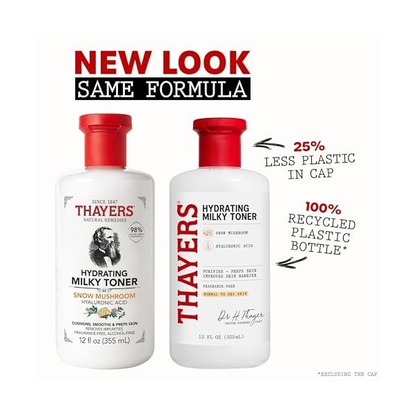 Thayers Lait Tonique Pour le Visage - Acide Hyaluronique & Champignon des Neiges - Testé Sous Contrôle Dermatologique - Pour ...