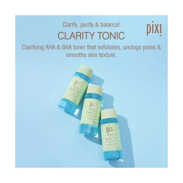 Pixi Beauty Clarity Tonic | Lotion Tonique Visage aux AHA et BHA | Affinent les Pores et Améliorent l’Éclat Naturel de la Pea...