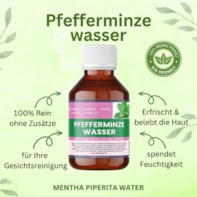 Eau de menthe poivrée bio 250 ml – Hydrolat de Mentha Piperita 100 % pur pour la peau, les cheveux et laromathérapie – Certi ...