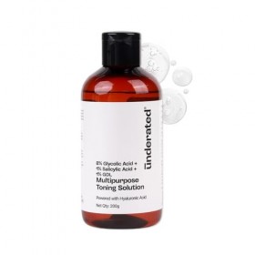 Underated Multipurpose Toning Solution with 8% Glycolic Acid, 1% Salicylic Acid & 1% GDL | Gentle Exfoliating Liquid for Clea