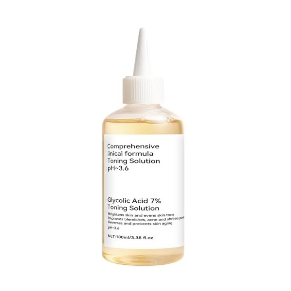 Toner Exfoliant à l’Acide Glycolique 7% – Tonique Quotidien Lissant et Hydratant pour une Peau d’Apparence Saine | Convient a