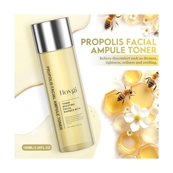 Tonique au Miel à lExtrait de Propolis & Acide Hyaluronique, Céramides NP | Sérum Éclat Coréen | Anti-Âge, Texture Peau Affi ...
