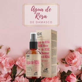 QKnatur - Eau de Rose de Damas Bio 100 ml - Tonique Visage 100% Pure et Naturelle - 100 ml - Visage, Contour des Yeux, Corps,