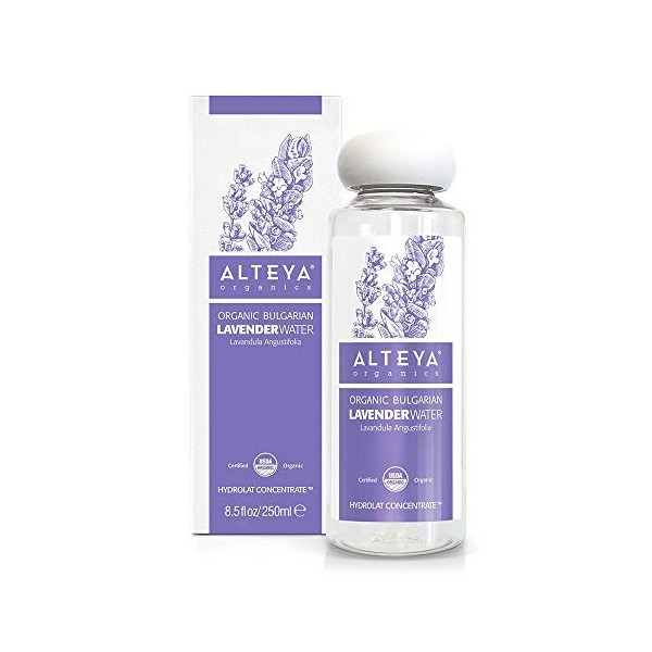 Alteya Organic eau de lavande 250ml - Certifiée 100% organique USDA, Pure bio naturelle, Eau de fleurs distillée à la vapeur 
