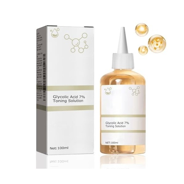 100ml Acide Glycolique 7% Toner Visage, Solution Tonifiante À L’Acide Glycolique 7%, Toner Tonique Peeling Visage, Hydratant,