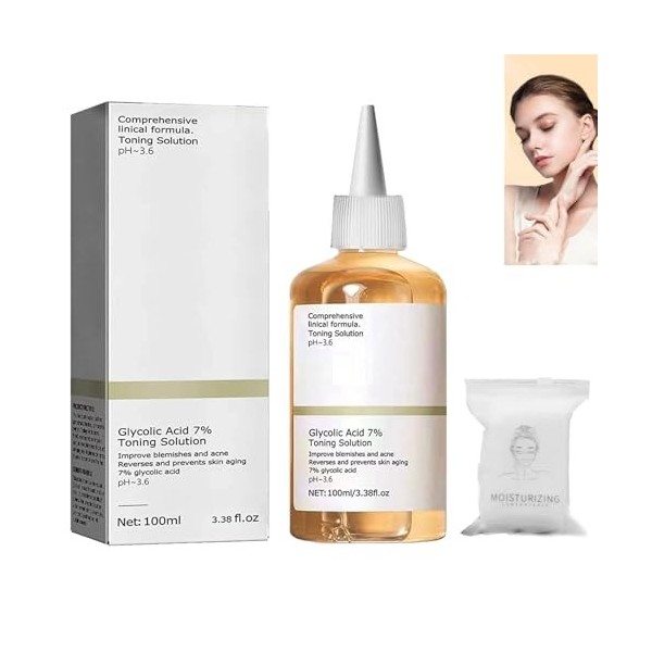 Acide Glycolique 7% Tonique,Acide Glycolique 7% Solution Tonifiante Resurfaçante,Toner À Lacide Glycolique Pour Le Visage,To
