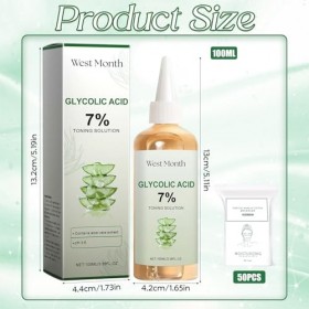 Acide Glycolique 7% Toner Visage,Glycolic Acid Toning Solution, Tonifiante À L’Acide Glycolique 100ML,Toner Tonique Peeling V...