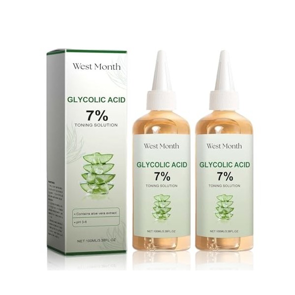 Acide Glycolique 7% Toner Visage,Glycolic Acid Toning Solution, Tonifiante À L’Acide Glycolique 100ML,Toner Tonique Peeling V...
