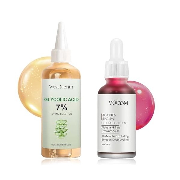Acide Glycolique 7% Toner Visage,Glycolic Acid Toning Solution, Tonifiante À L’Acide Glycolique 100ML,Toner Tonique Peeling V...