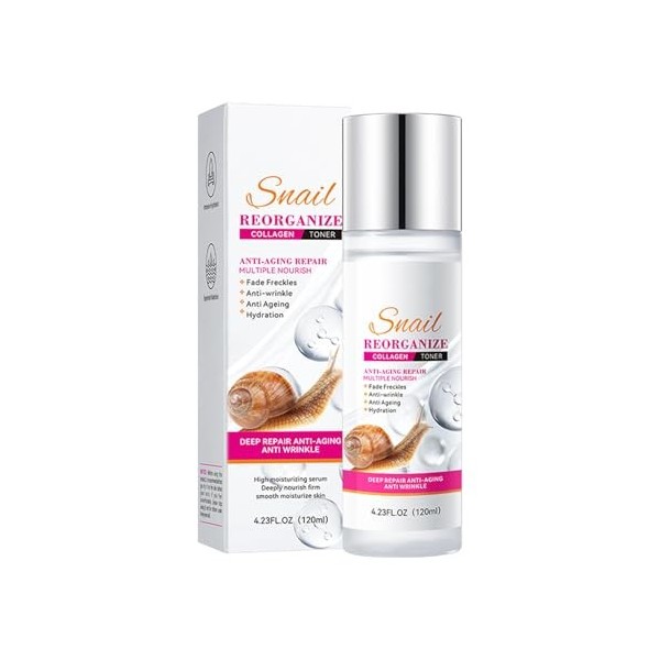 Tonique Anti-Rides À LEssence De Limace, Facial Toner, Hydratation Intense Pour Teint Éclatant, Action Raffermissante Contre