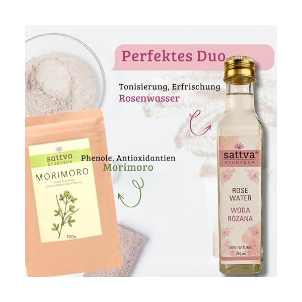 Sattva Natural Rose Water for Face Tonique pour le visage - Tonique pour le visage pour peaux à imperfections - Hydrolat natu