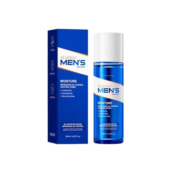 Lotion Tonique Visage Homme Contrôle Brillance, Facial Toner, Minimise Les Pores, Hydratation Matifiante, Soin Apaisant, Text
