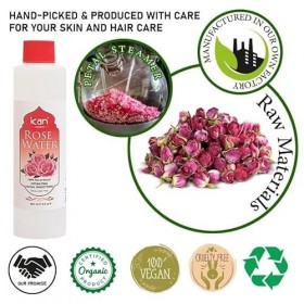 Eau de rose 100 % pure et naturelle pour hydrater le visage et lisser 250 ml