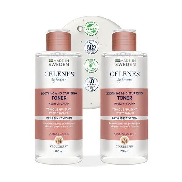 Celenes by Sweden Toner Visage Thermal Purifiant & Revitalisant, 200 ml - Lotion Visage Sans Alcool & Sans Paraben, Pour Tous...