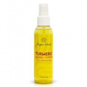 Toner Visage à lExtrait de Curcuma Bio - 4 fl oz / 118 ml - Tonique Éclaircissant pour le Visage, Élimine Doucement les Impu
